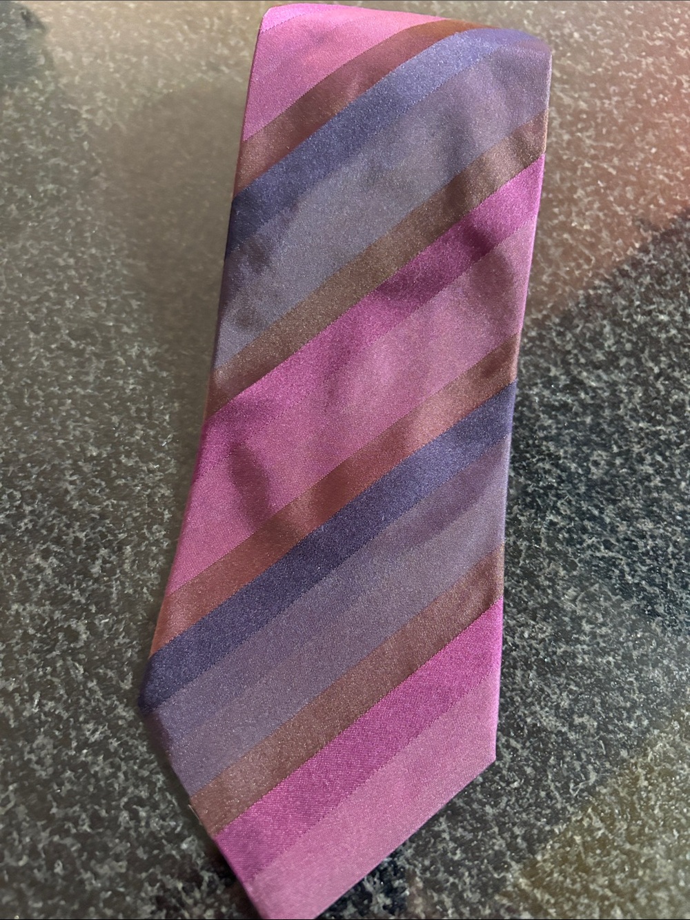 Hugo Boss Purple, Brown and Blue Striped Silk Tie
